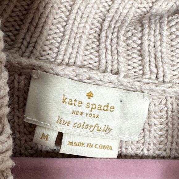 KATE SPADE Roll Neck Cotton Cashmere Sweater Oatmeal Cream {43} - Picture 4 of 6